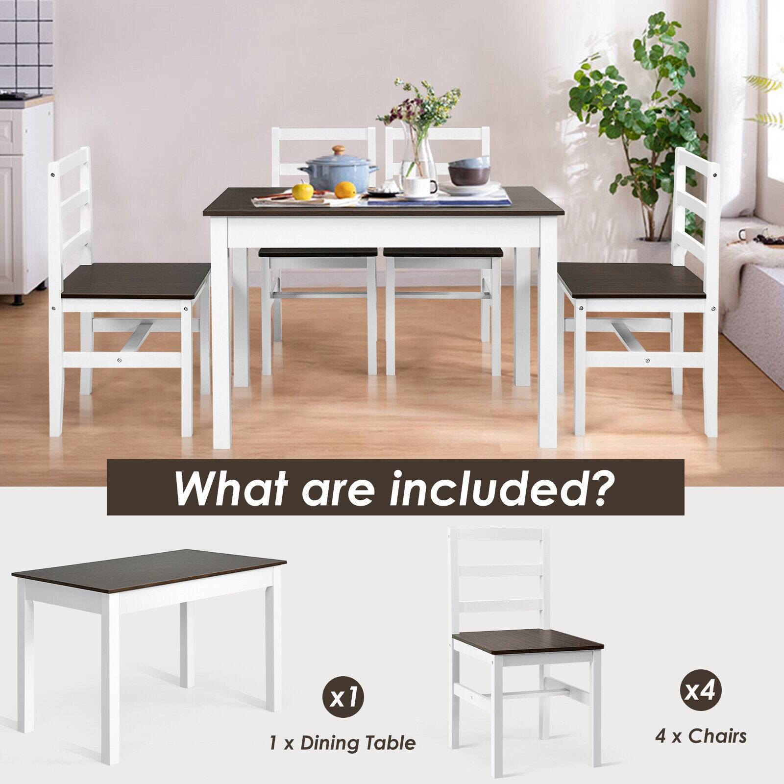 What are included? 1 x Dining Table 4 x Chairs