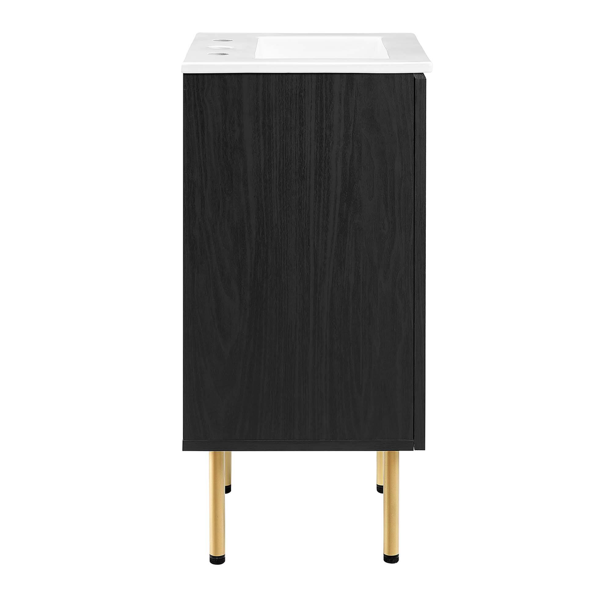 Alt View 4. Modway - Chaucer Bathroom Vanity with White Basin Included by Modway - Black White.