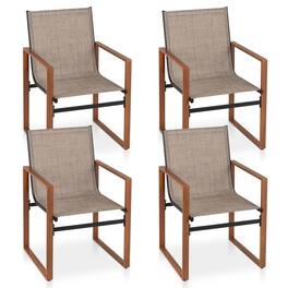 Gymax - 4 PCS Outdoor Dining Chairs Patio Furniture Chair w/ Breathable Seat & Backrest - Brown