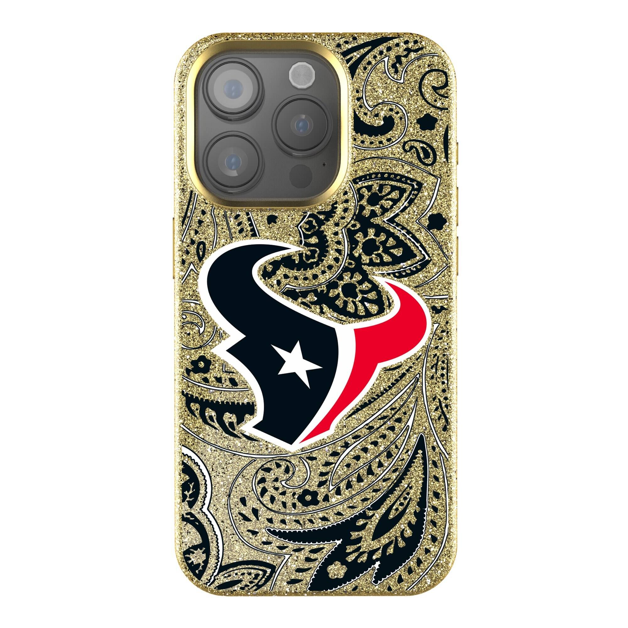Front. Keyscaper - Paisley Bling iPhone Case - 16 Plus - Gold.