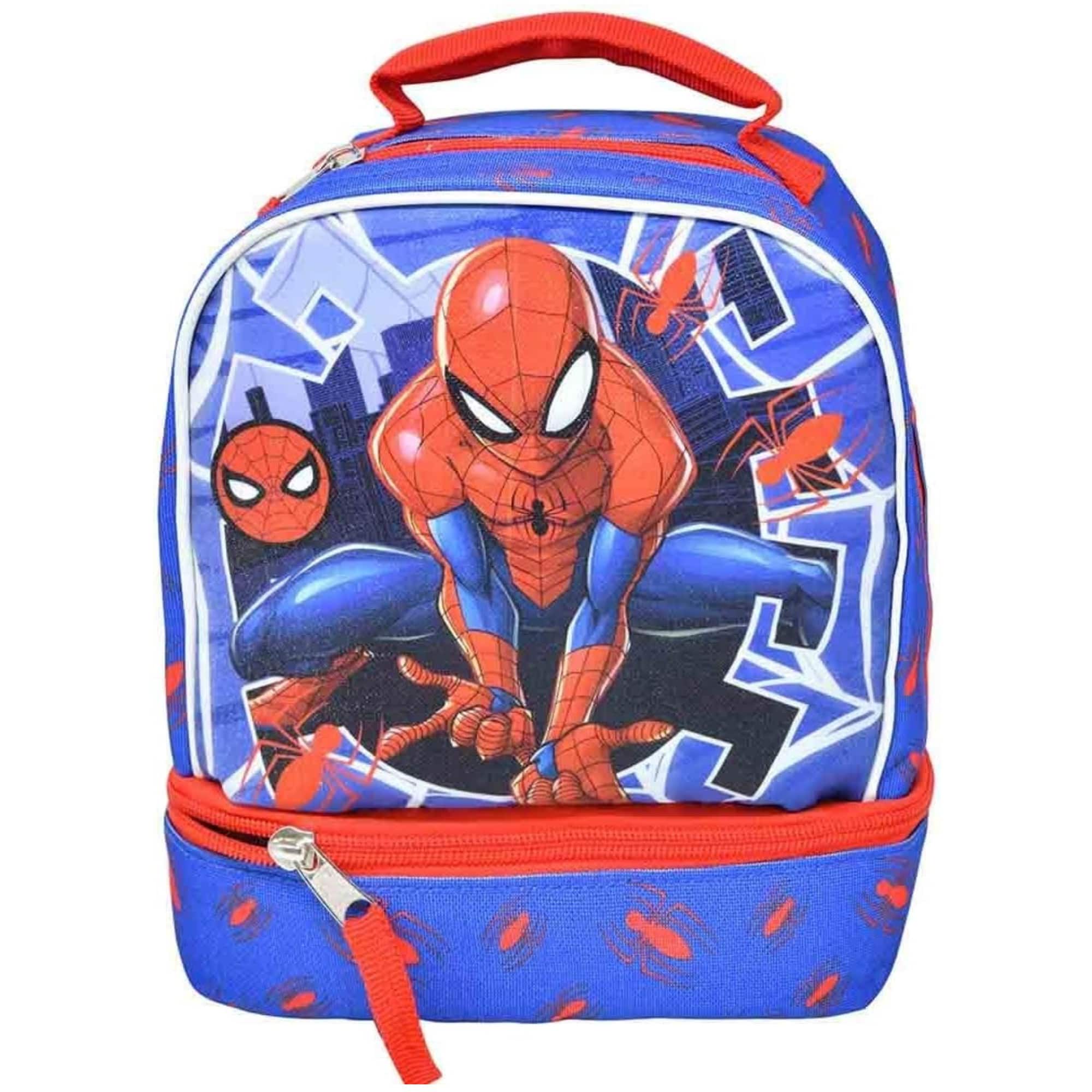 Photos - Backpack MARVEL  Spiderman Kids Insulated Lunch Bag with Handle, Drop Bottom Lunch Bag Design - Assorted Pre-Pack 