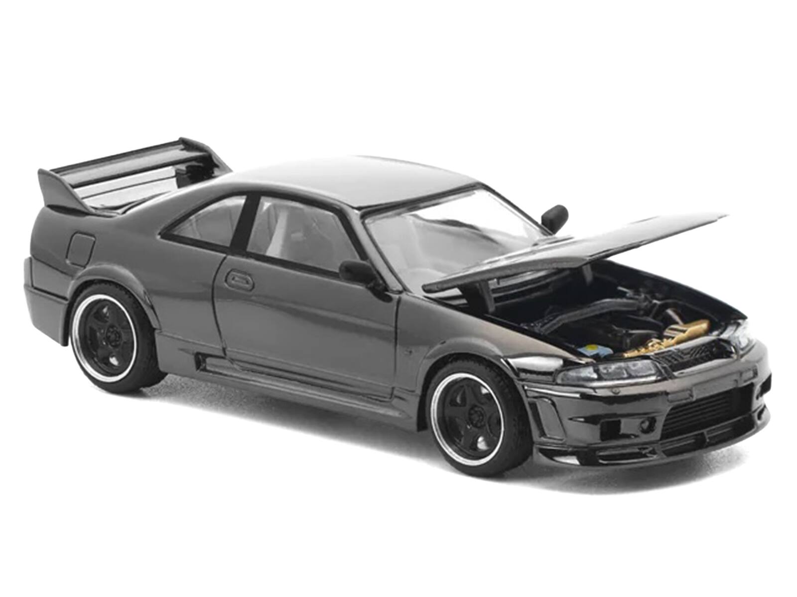 Alt View 2. Pop Race - GTR R33 400R RHD (Right Hand Drive) Dark Chrome "The Dark Chrome Series" 1/64 Die-Cast Model Car by Pop Race.
