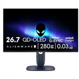 Alienware - AW2725D 27" QD-OLED QHD 280Hz 0.03-ms FreeSync and G-SYNC Gaming Monitor with HDR (HDMI, DisplayPort) - Black