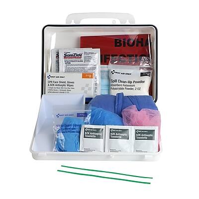 BIOHAZ SaniZide INFECTION CONTROL KIT

- Face Shield Gloves & BTK Antiseptic Wipes
- Spill Clean-Up Powder Absorbent Potassium Polyacrylate Powder, 2 oz
- BZK Antiseptic Towelette
- BZX Antiseptic Towelette
- BZK Antiseptic Towelette
- Exam Gloves
- BTK Antiseptic Towelette