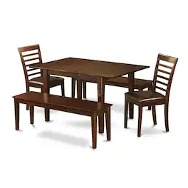 East West Furniture - 5 Pc dinette set-small Dining Tables and 2 Dining Chairs and 2 Benches - Mahogany