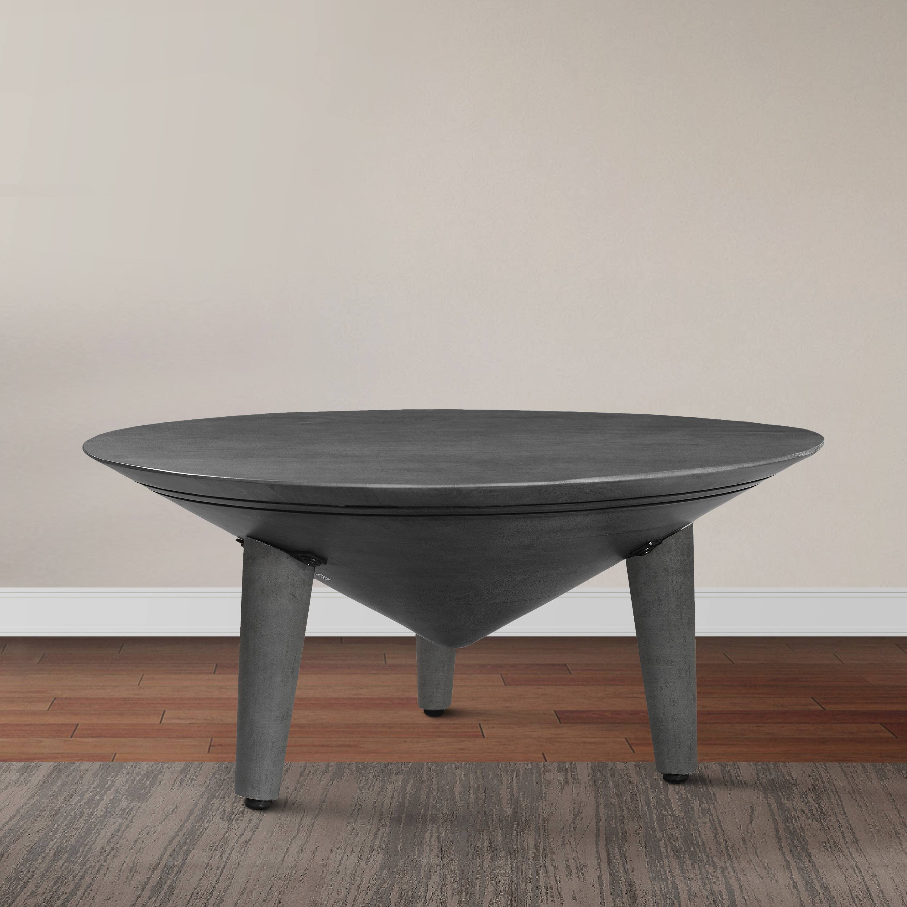 Alt View 9. Manhattan Lane - Venus 28 Inch Coffee Table with 3 Tapered Splayed Legs, Gray Mango Wood - Gray.