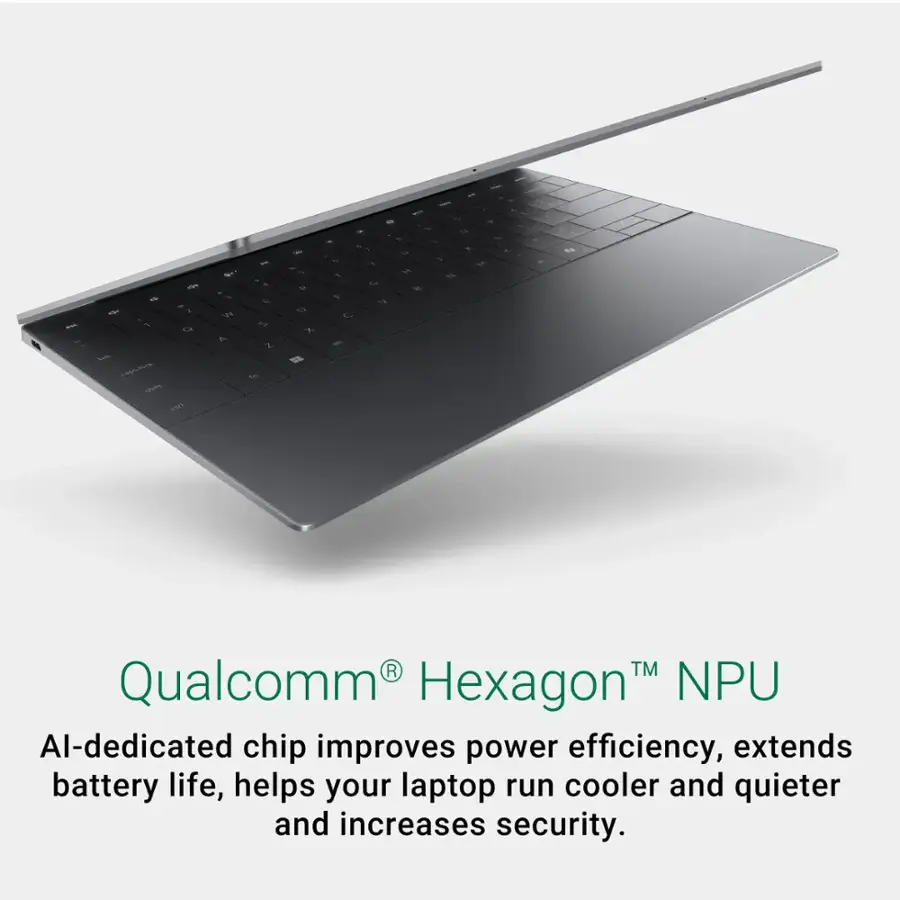 Qualcomm Hexagon NPU: Al-dedicated chip improves power efficiency, extends battery life, helps your laptop run cooler and quieter and increases security.