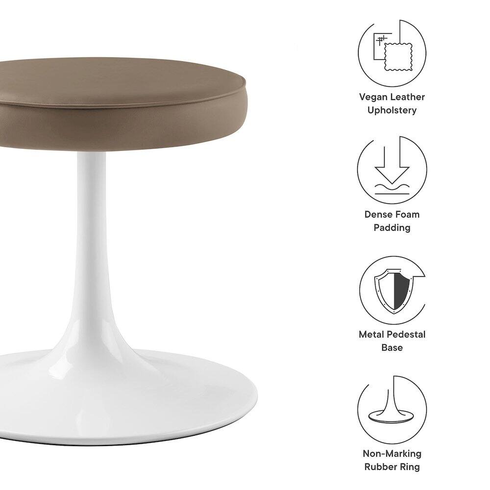 - Vegan Leather Upholstery
- Dense Foam Padding
- Metal Pedestal Base
- Non-Marking Rubber Ring