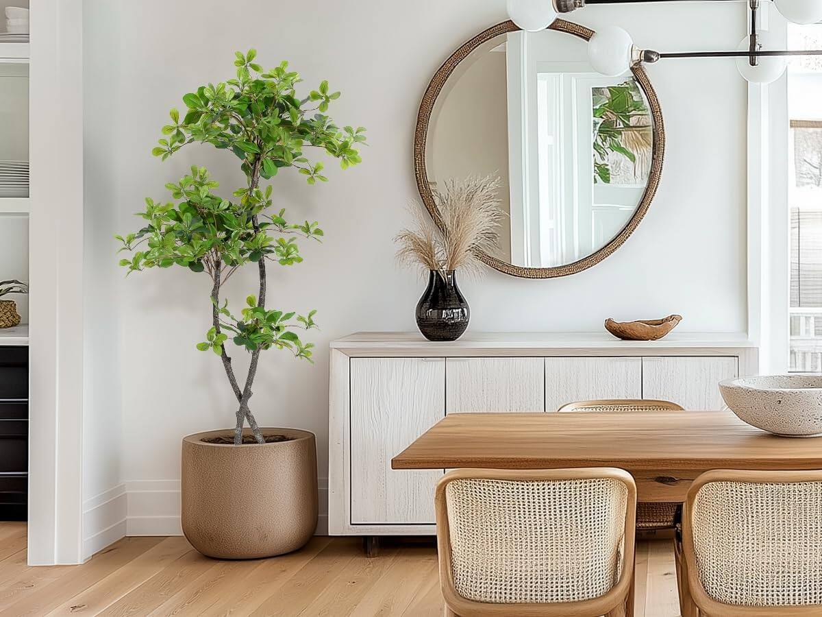 Alt View 5. Homhougo - Artificial Plants Indoor, 5 ft Fake Black Olive Tree with Lights Tall Fake Plants in Plastic Nursery Pot Fake Tree - Green With Light.