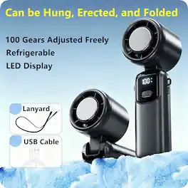 Loheer - Portable Handheld Mini Turbo Fan USB Rechargeable Ice Cooling Desk Fan with LED Display