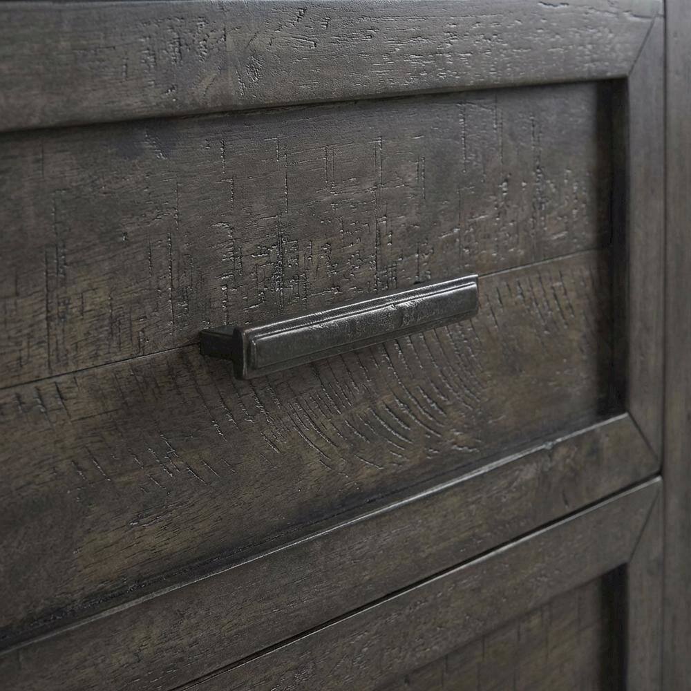 Back. Starlight Canyon Home - Rustic Nightstand in Rock Beaten Brown with Saw Cuts for Bedroom Decor - Brown.