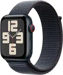 Apple Watch SE 2nd Generation (GPS+Cellular) 44mm Aluminum Case with Ink Sport Loop - Midnight - (2024) - Angle_Zoom