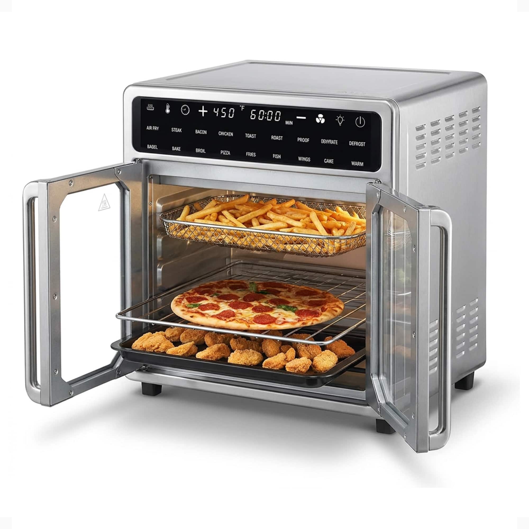 Kitchen Elite - 16 Qt French Door Air Fryer Oven, Countertop Cooker w/ LED Display - Stainless Steel