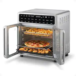 Kitchen Elite - 16 Qt French Door Air Fryer Oven, Countertop Cooker w/ LED Display - Stainless Steel