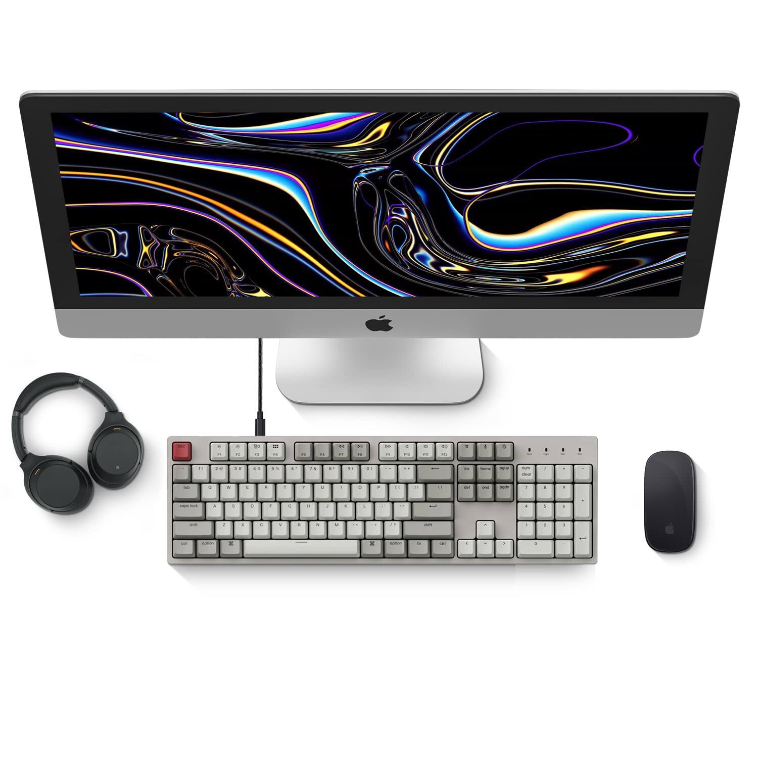 Left. TECH SAFARI - C2 Full Size Wired Mechanical Compatible With Red 104 Keys Abs Retro Color Keycaps Gaming For Windows Usb-c... - Red Switch.