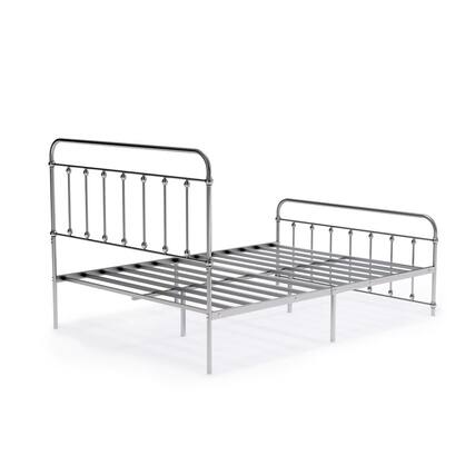 Front. East West Furniture - Garland Full Bed Frame with 6 Metal Legs - Magnificent Bed Frame in Powder Coating Silver Color - Silver.