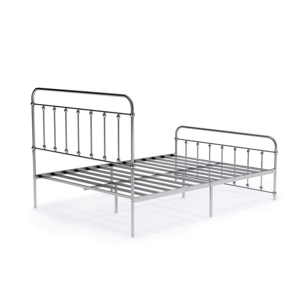 Front. East West Furniture - Garland Full Bed Frame with 6 Metal Legs - Magnificent Bed Frame in Powder Coating Silver Color - Silver.