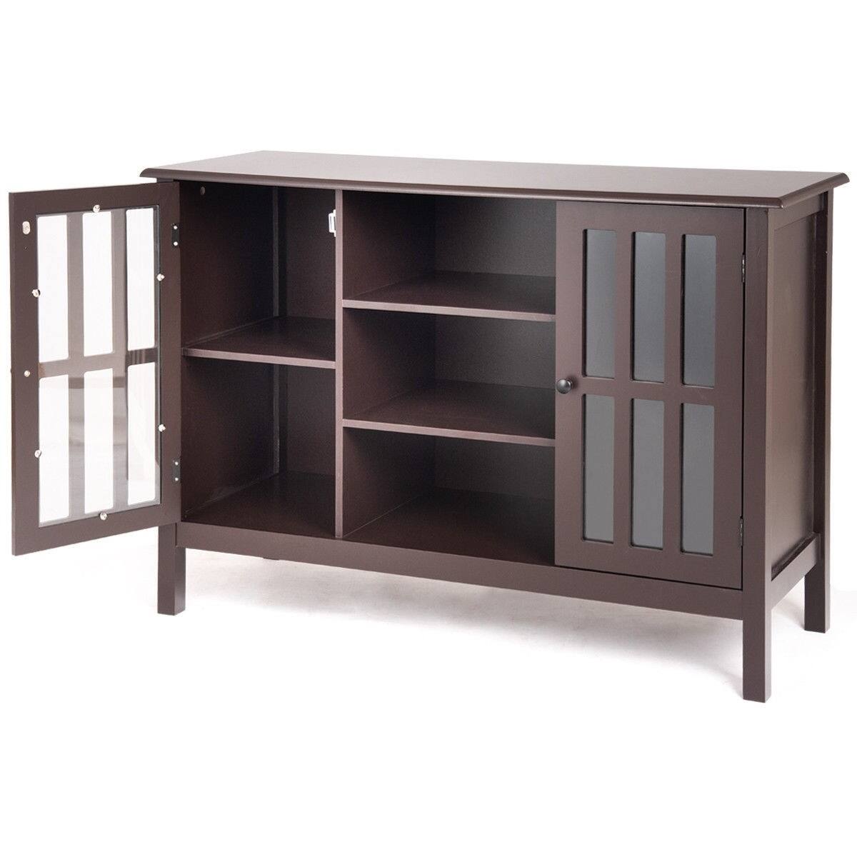 Left. Hivvago - Brown Wood 43-inch TV Stand Storage Cabinet Console Table - Brown.
