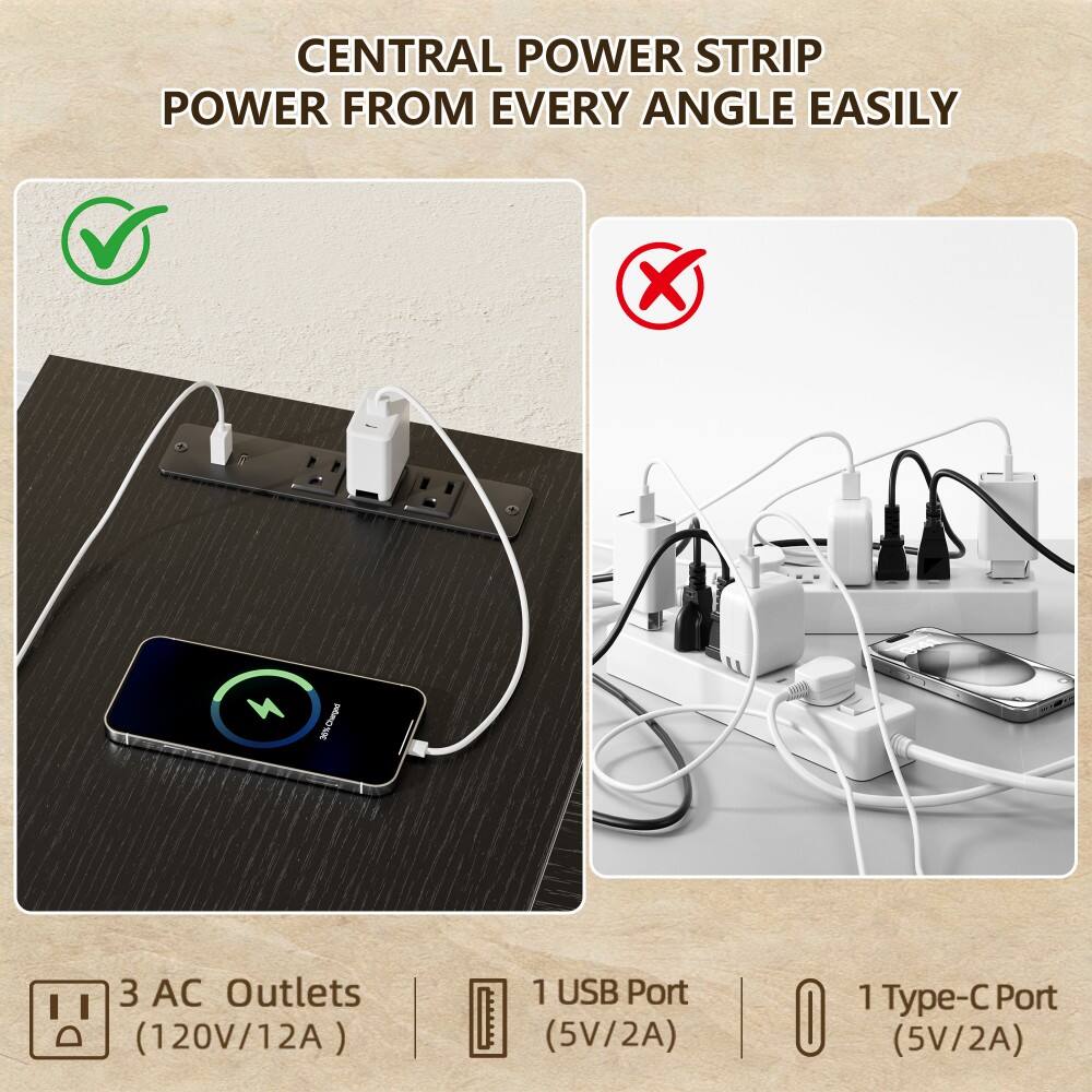 CENTRAL POWER STRIP POWER FROM EVERY ANGLE EASILY

36% Charged

3 AC Outlets (120V/12A)
1 USB Port (5V/2A)
1 Type-C Port (5V/2A)