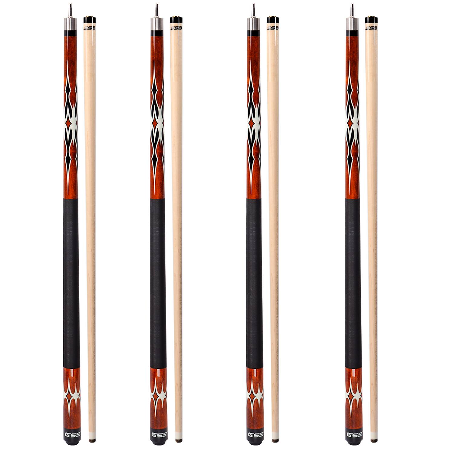 GSE Games & Sports Expert - Set of 4 Canadian Maple Hardwood Billiard Pool Cue Stick for Men/Women - 18/19/20/21oz Each - Brown price history on PriceWatchPro