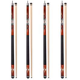 GSE Games & Sports Expert - Set of 4 Canadian Maple Hardwood Billiard Pool Cue Stick for Men/Women - 18/19/20/21oz Each - Brown