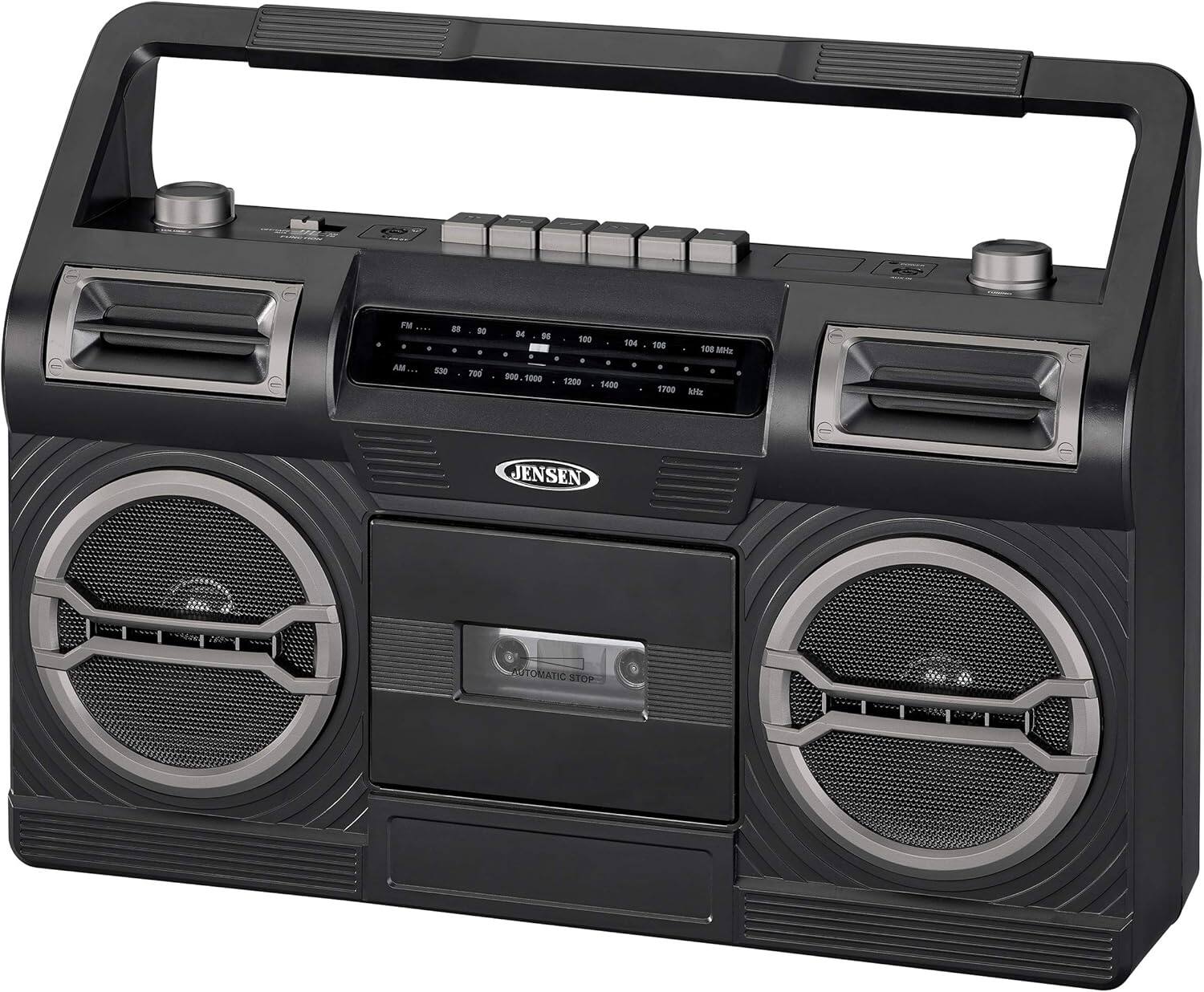 Jensen - MCR-500 Portable AM/FM Radio Cassette Recorder/Player, Black