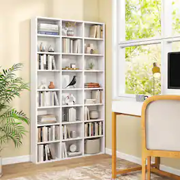 Costway - 70" Tall Bookshelf, 24 Cube Storage Organizer Bookcase with Adjustable Shelves - White