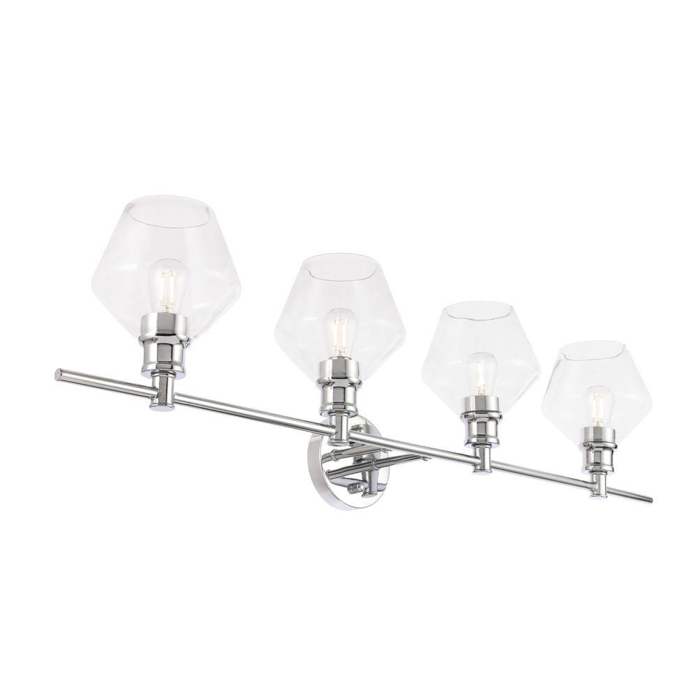 Alt View 3. Living District - Gene 4 light Chrome and Clear glass Wall sconce - Chrome And Clear Glass.