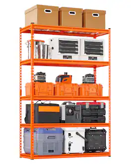 VEVOR - Storage Shelves, 2500 lbs, 5 Tier Heavy Duty Garage Shelving, 18" D x 48" W x 72" H Adjustable Metal Shelves - Orange