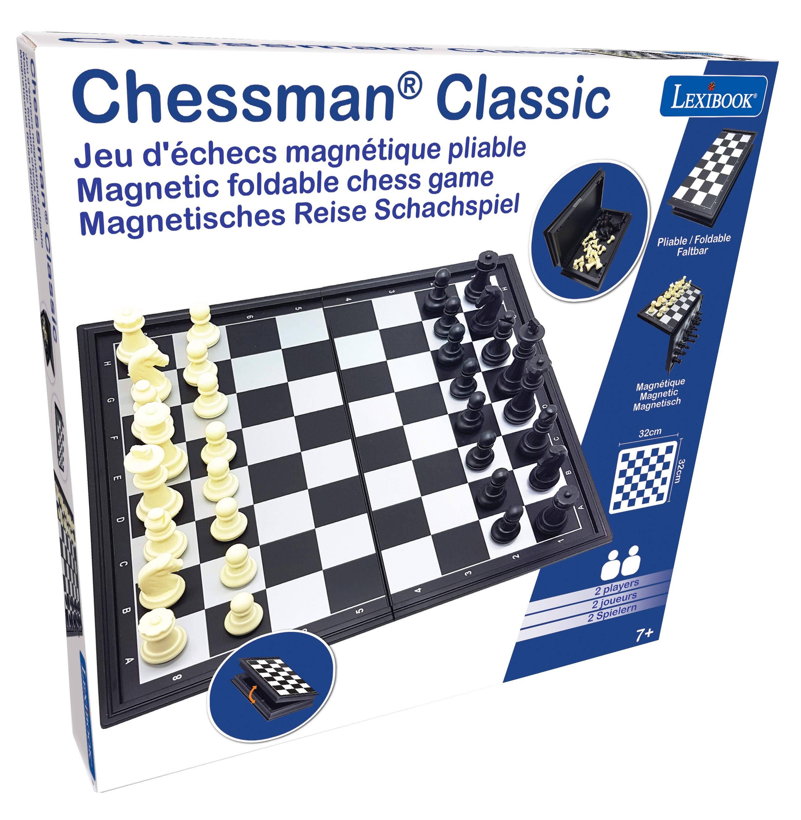 Chessman Classic LEXIBOOK Jeu d'échecs magnétique pliable Magnetic foldable chess game | Magnetisches Reise Schachspiel Pliable / Foldable Faitbar Dclassia - - Magnétique D Magnetic Magnetisch F E 32cm 32cm C C D M 2 players 2 joueurs 2 Spielern 7+ A N
