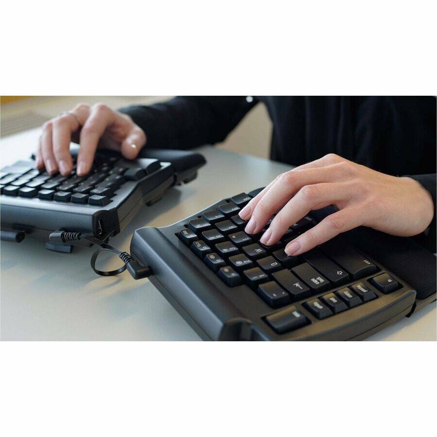 Alt View 1. Matias - Matias Programmable Ergo Pro Keyboard for PC - Cable Connectivity - USB Type A Interface - PC - Mechanical Keyswitch - Black.