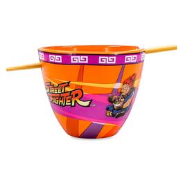 Toynk - Street Fighter Battle Boys 16-Ounce Ramen Bowl and Chopsticks - Orange