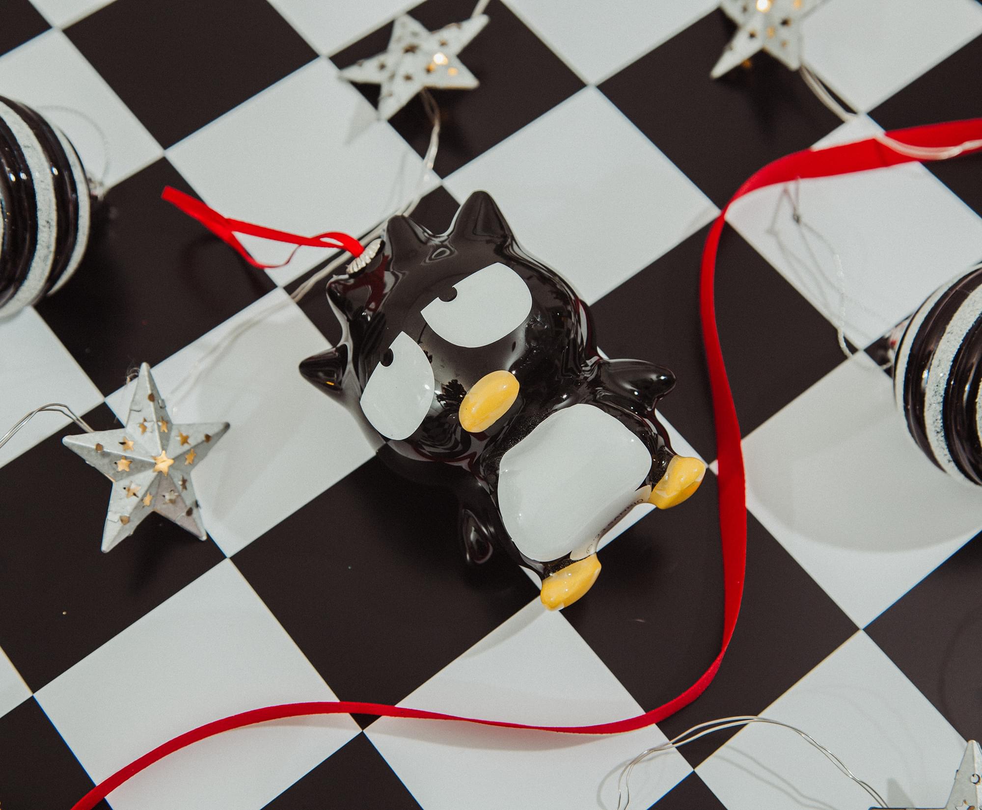 Alt View 4. Surreal Entertainment - Sanrio Badtz-Maru 4-Inch Shatterproof Decoupage Ornament - Black.