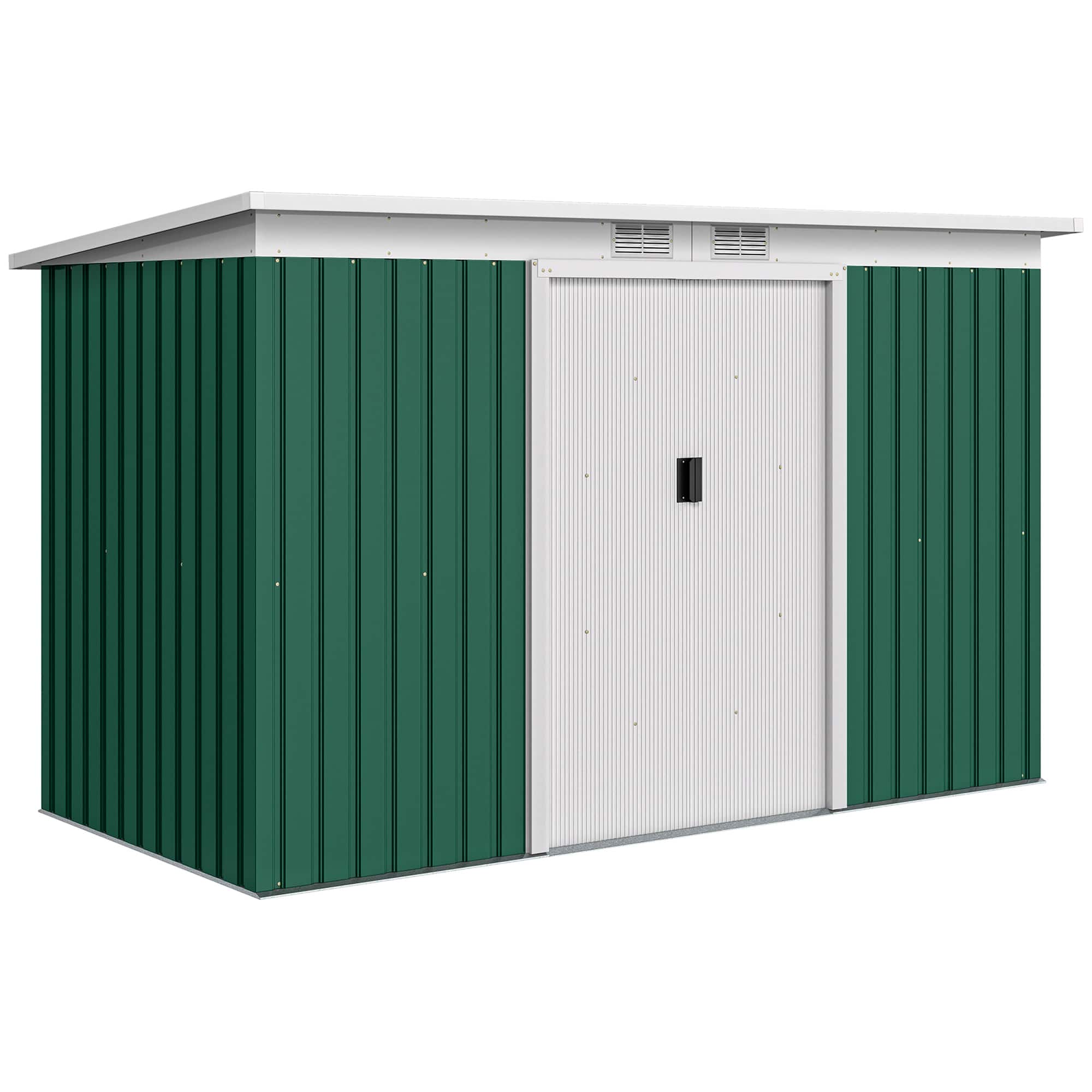 Front. Outsunny - x 4' Metal Outdoor Storage Shed, Tool House with Double Lockable Doors for Backyard, Patio, Lawn, Garage.