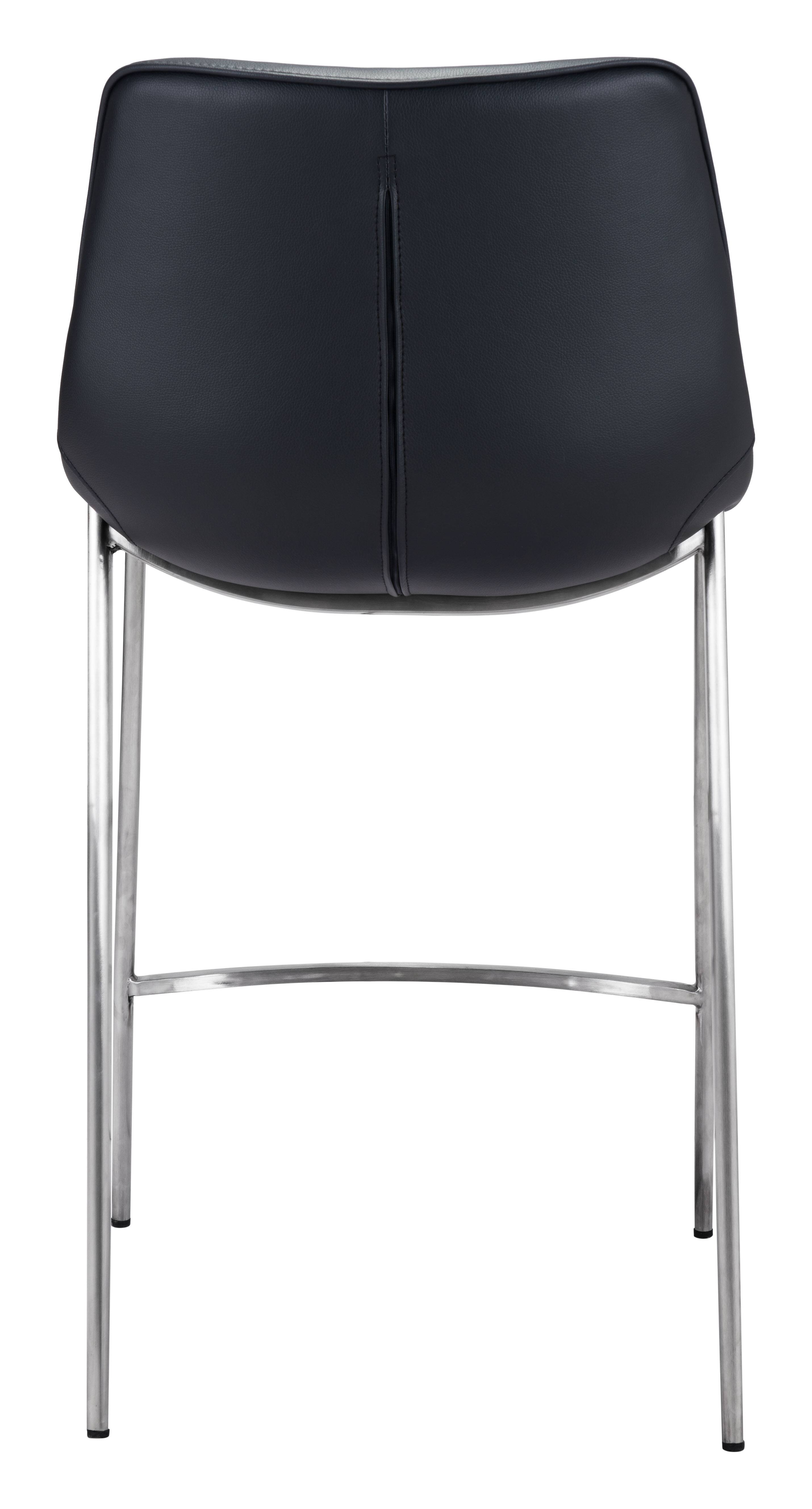 Alt View 2. Hivvago - Magnus Counter Stool (Set of 2) Black & Silver - Black & Silver.