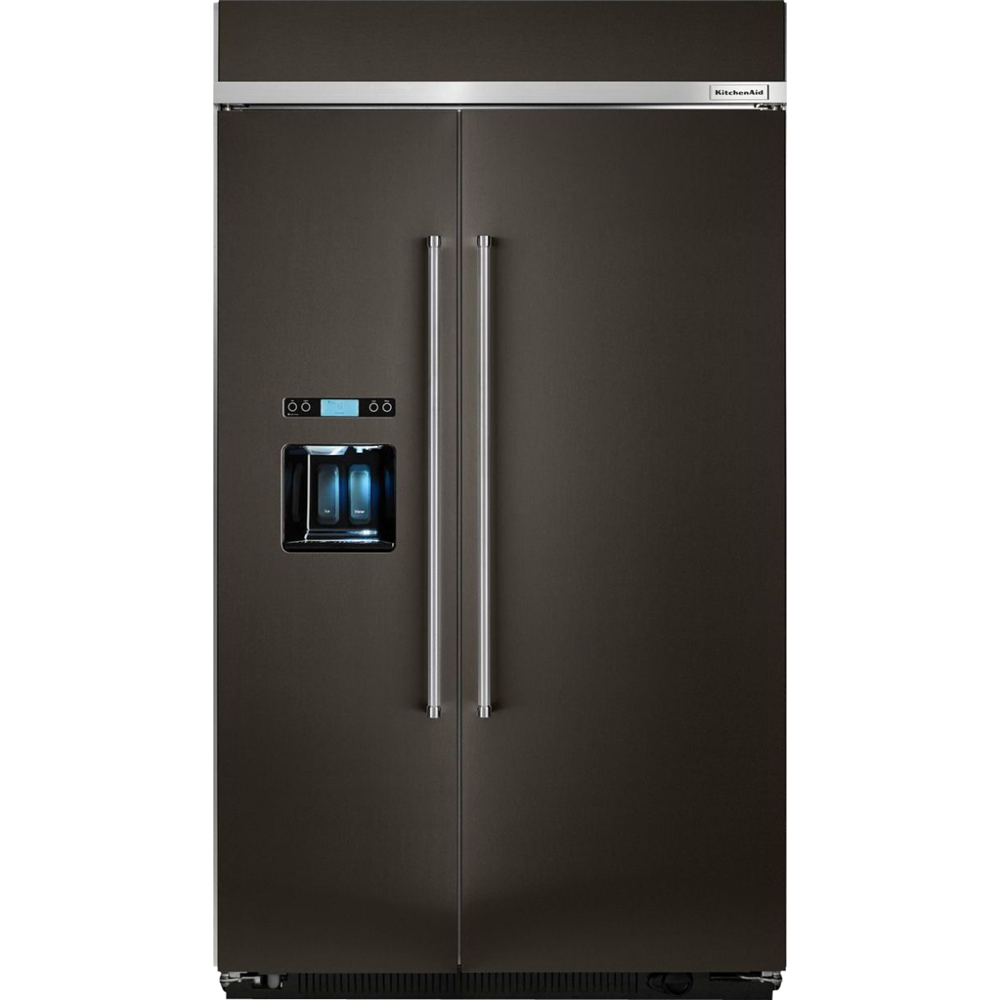 KitchenAid - 29.5 Cu. Ft. Side-by-Side Built-In Refrigerator - Black stainless steel