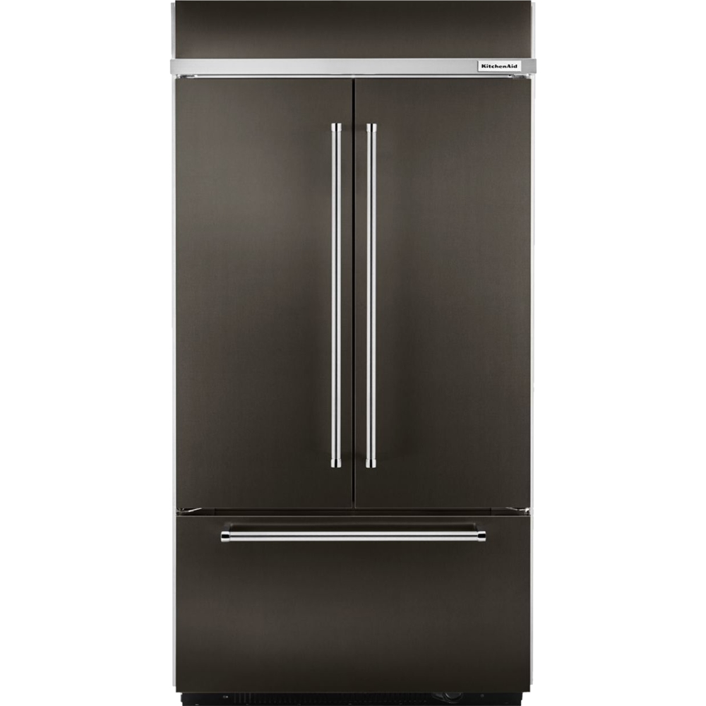 KitchenAid - 24.2 Cu. Ft. French Door Built-In Refrigerator - Black stainless steel