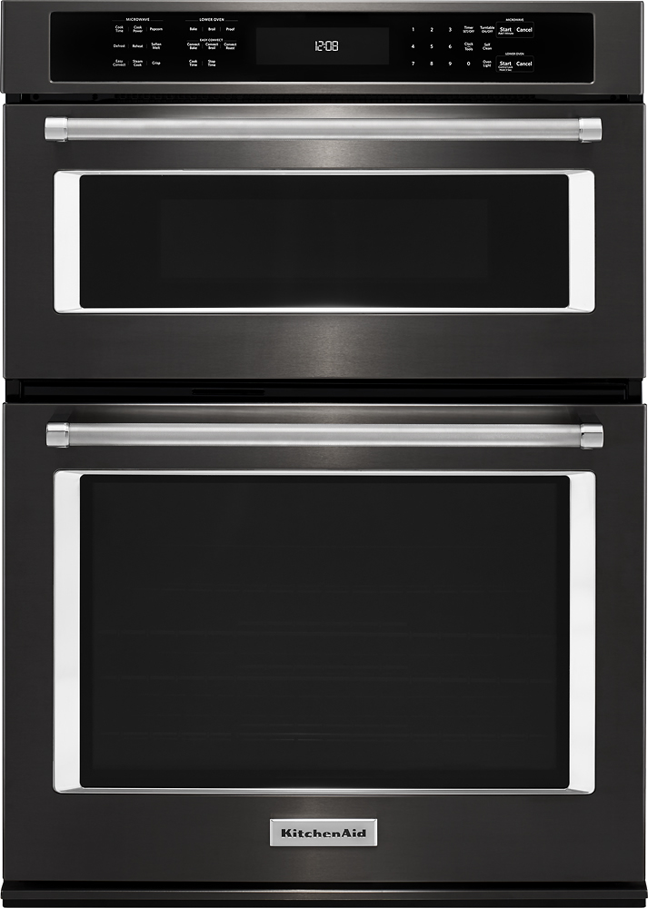 Kitchenaid 30 Single Electric Convection Wall Oven With Built In Microwave Black Stainless Steel Koce500ebs Best - Kitchenaid Wall Ovens With Microwave