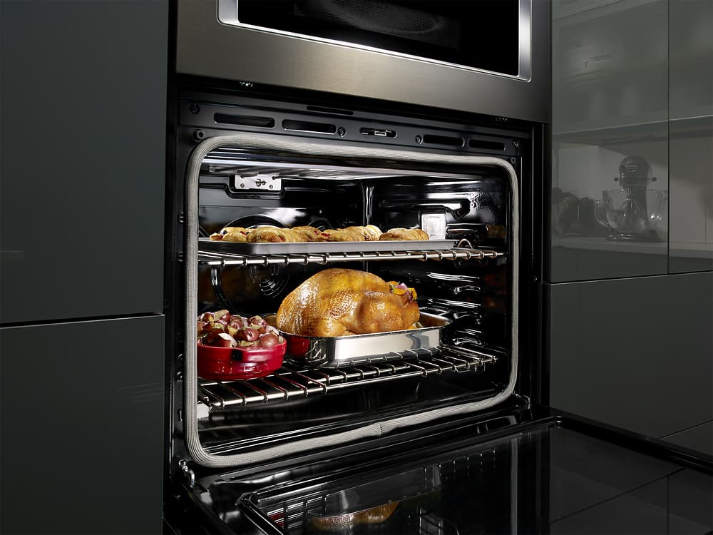 Alt View 12. KitchenAid - 30" Single Electric Convection Wall Oven with Built-In Microwave - Black Stainless Steel.