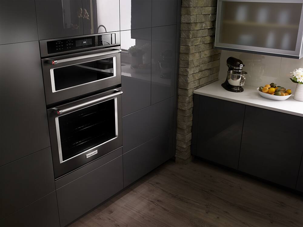 Alt View 15. KitchenAid - 30" Single Electric Convection Wall Oven with Built-In Microwave - Black Stainless Steel.