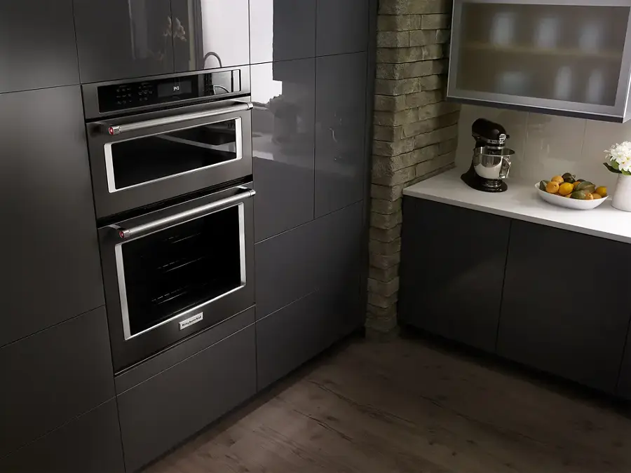 Alt View 15. KitchenAid - 30" Single Electric Convection Wall Oven with Built-In Microwave - Black Stainless Steel.