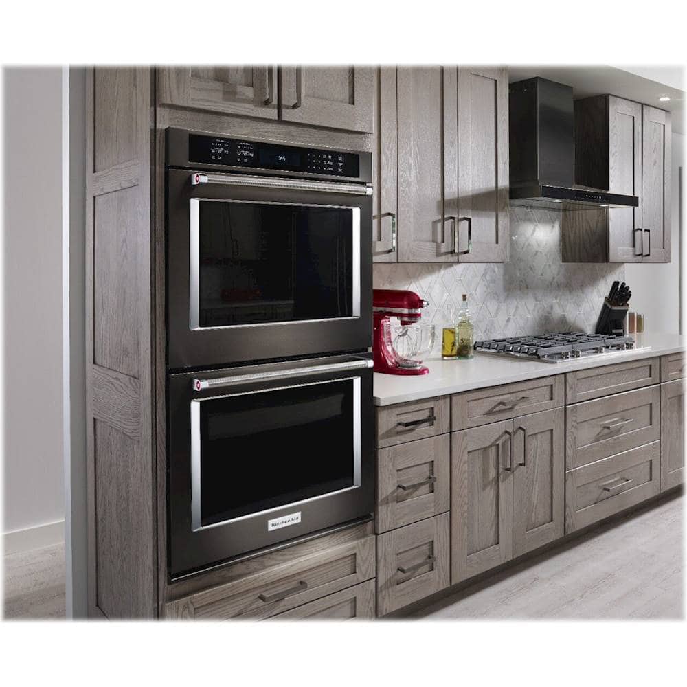 Alt View 16. KitchenAid - 30" Built-In Double Electric Convection Wall Oven - Black stainless steel.