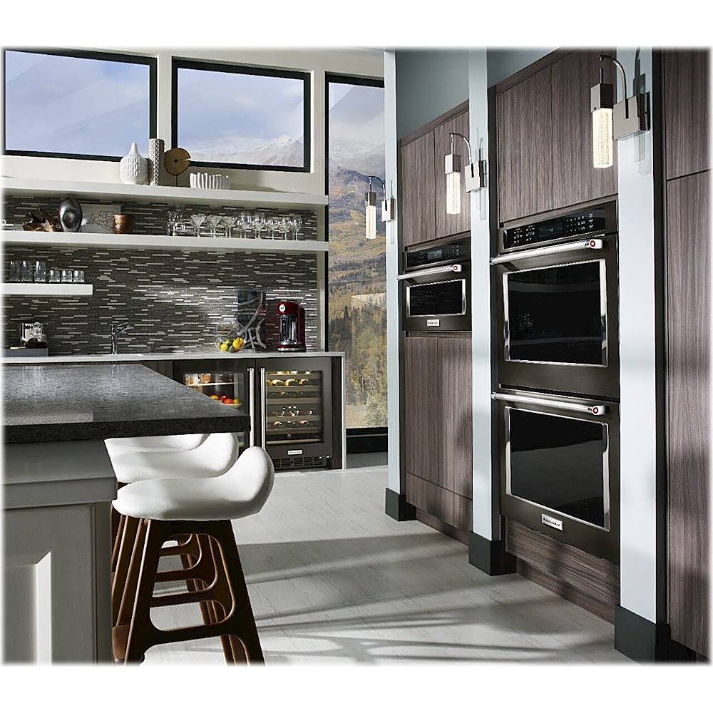 Alt View 19. KitchenAid - 30" Built-In Double Electric Convection Wall Oven - Black stainless steel.