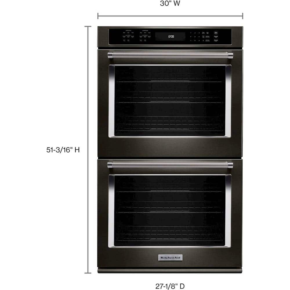 Alt View 20. KitchenAid - 30" Built-In Double Electric Convection Wall Oven - Black stainless steel.