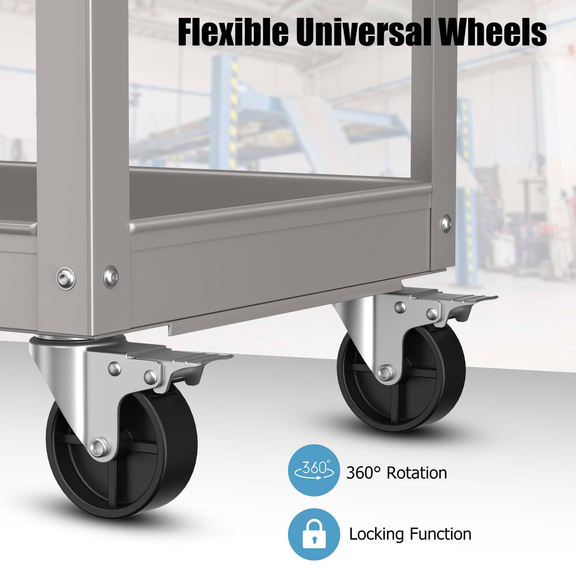 Flexible Universal Wheels  
360° Rotation  
Locking Function
