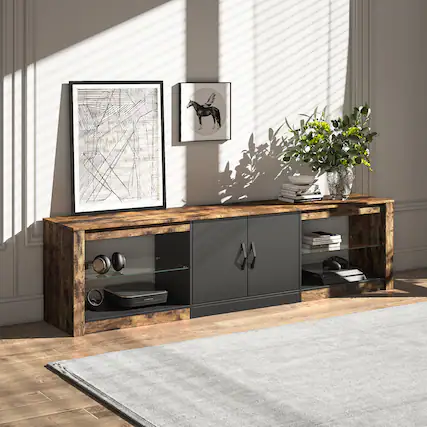 Front. Bestier - Bestier LED Entertainment Center for Living Rooms Fits TVs up to 75 Inches - Brown.