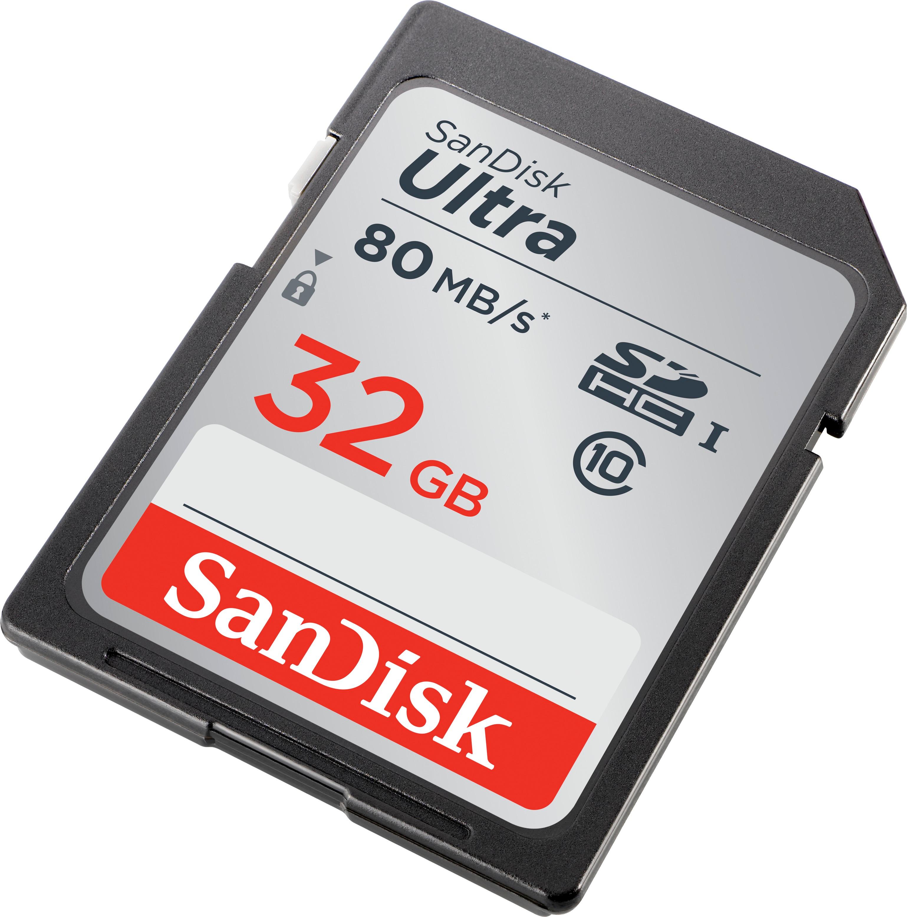 Easy Packaging SanDisk 32GB Ultra Class 10 SDHC UHS-I Memory Card Up to 80MB Grey/Black SDSDUNC-032G-GN6IN
