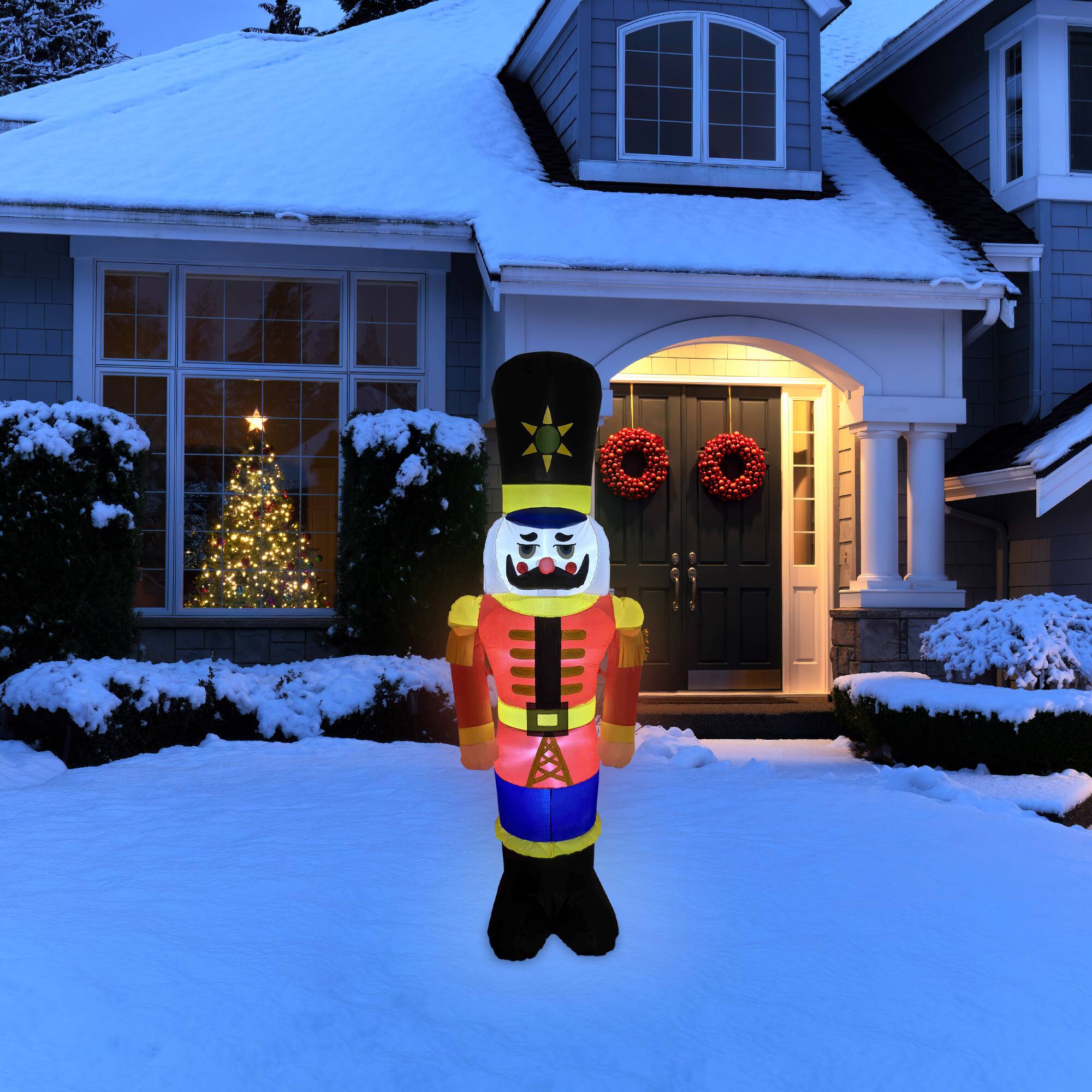 Northlight - Lighted Inflatable Nutcracker Soldier Outdoor Christmas Decoration - 6.25' - Red