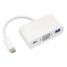 Front. Sanoxy - Sanoxy USB 3.1 Type C to VGA + USB 3.0 Type A + Type C Date and Charging Adapter - White.