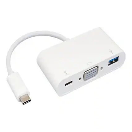 Front. Sanoxy - Sanoxy USB 3.1 Type C to VGA + USB 3.0 Type A + Type C Date and Charging Adapter - White.